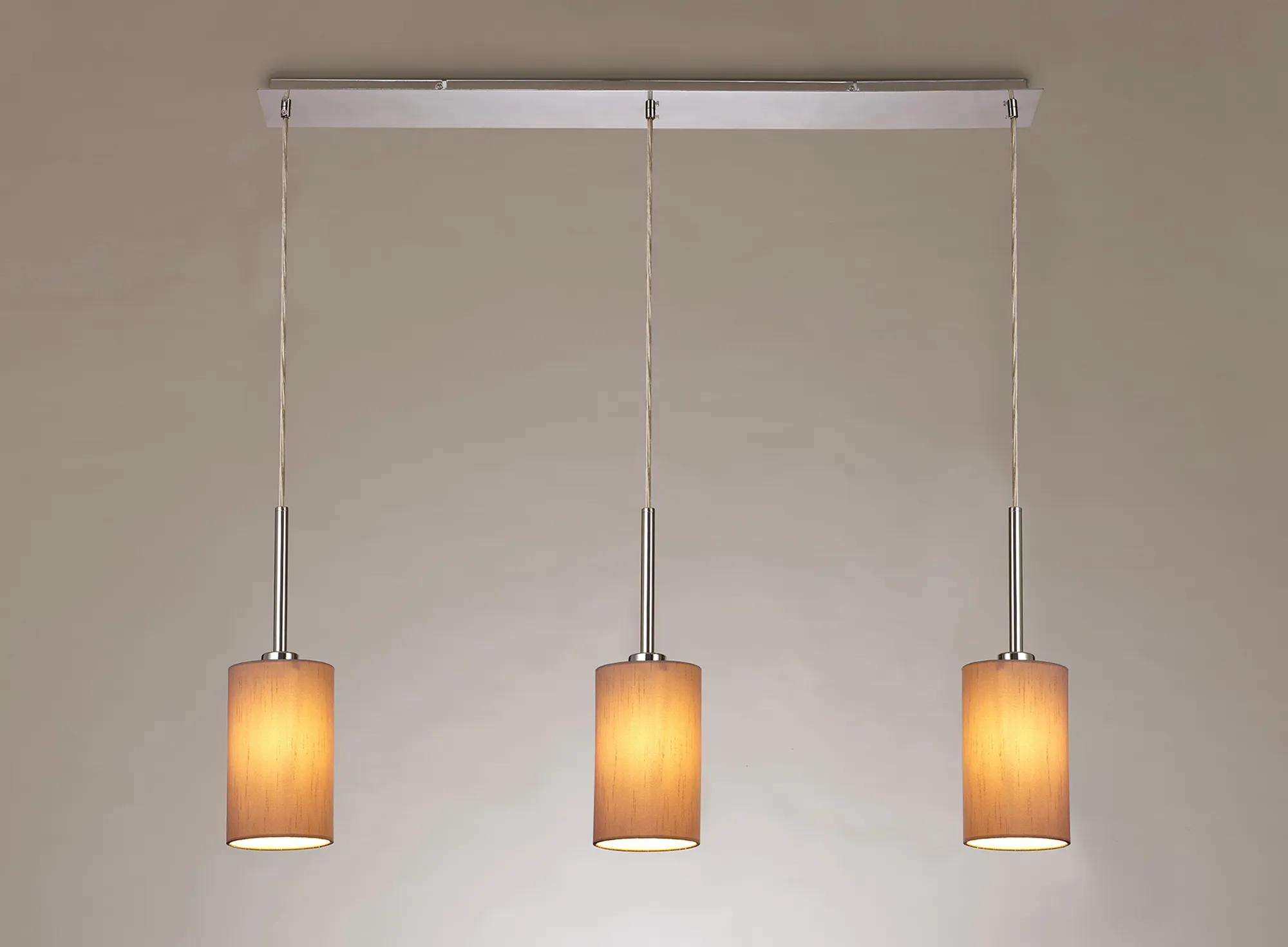 Baymont 12cm Shade 3 Light Pendant Polished Chrome; Taupe/Halo Gold DK0766  Deco Baymont CH TA